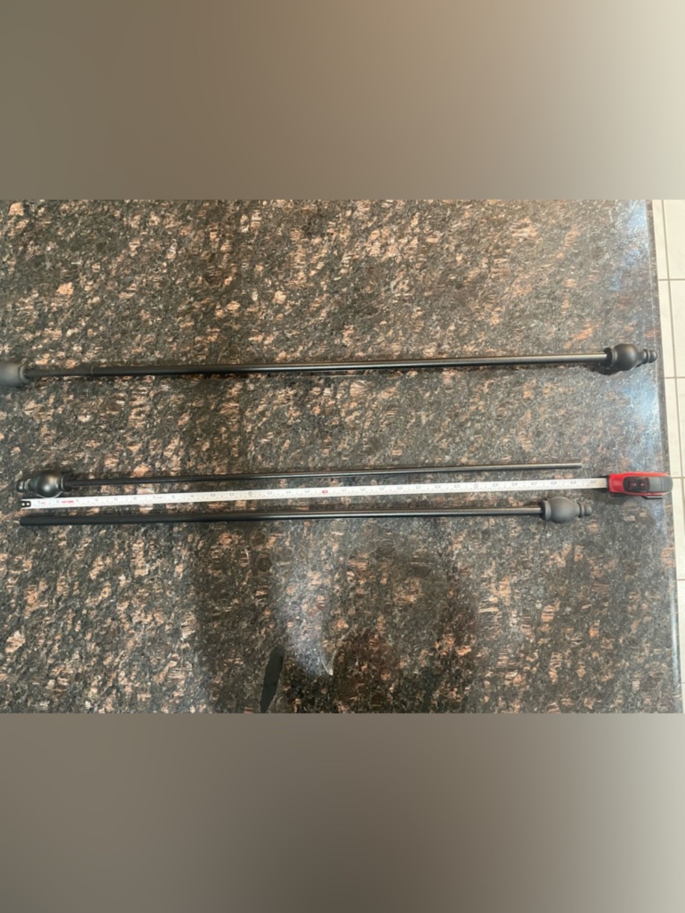 Black Curtain Rods with Finials (Two) - Picture 4 of 5